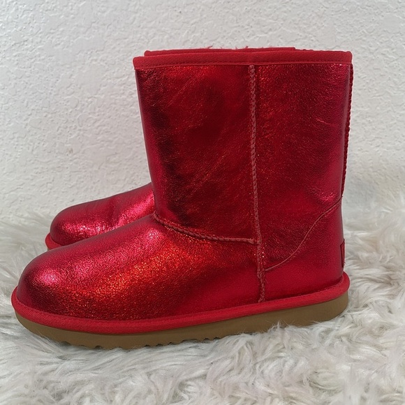 UGG RED METALLIC CLASSIC SHORT BOOTS SIZE 6 NEW - Picture 4 of 13